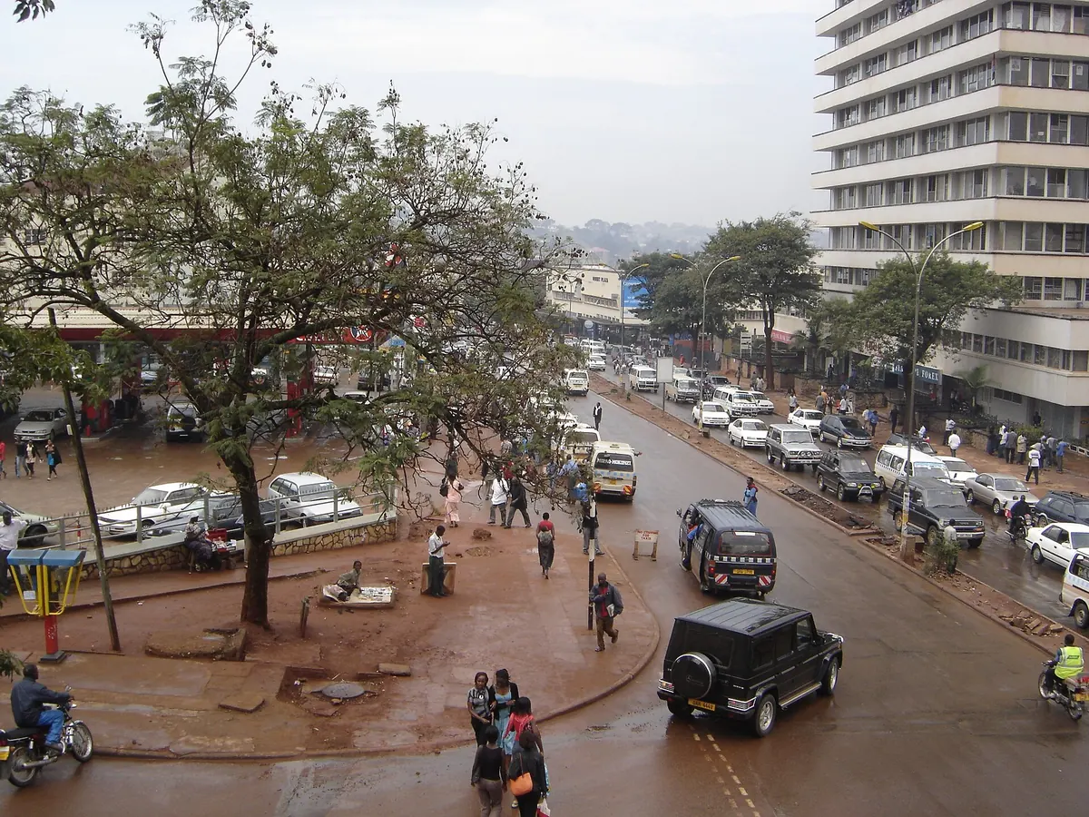 Traffic on a downtown Kampala street
