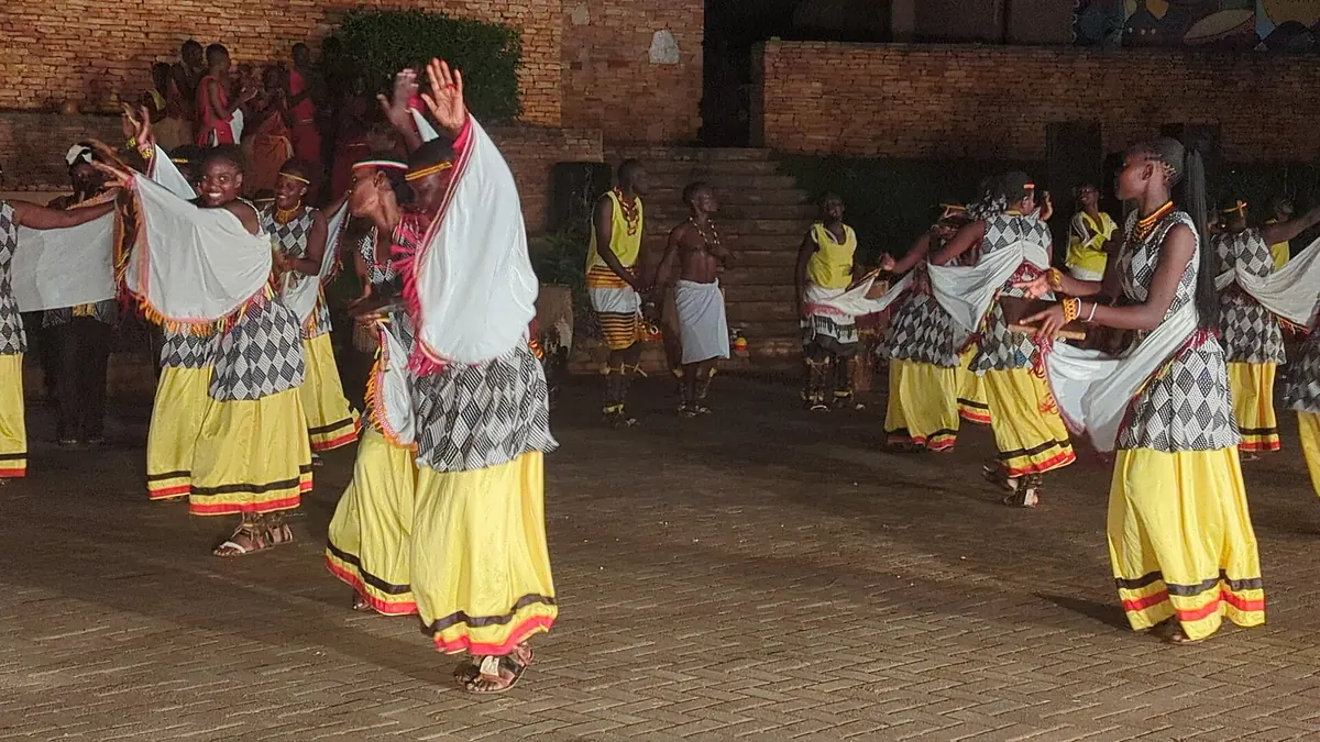 Ndere Troupe dancers performing the Ekitaguriro cow dance